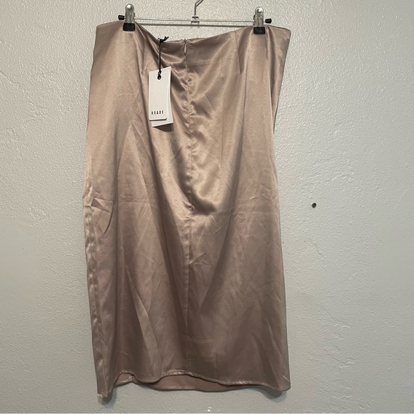 Ro + De Satin Pleated Midi Wrap Skirt Champagne NWT​​​ - Picture 5 of 7